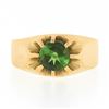 Image 4 : Unisex Vintage 14k Gold 0.85 ctw Green Tourmaline Solitaire Gypsy Belcher Ring
