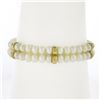 Image 1 : 7" Dual Row Round Cultured Pearl Strand Bracelet w/ 14k Gold Clasp & Bar Spacers