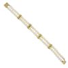 Image 4 : 7" Dual Row Round Cultured Pearl Strand Bracelet w/ 14k Gold Clasp & Bar Spacers