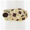 Image 1 : 14k Yellow Gold 1.60 ctw Ruby & Diamond 3D Textured Spotted Leopard Cocktail Rin