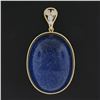Image 1 : Vintage Handmade Yellow Gold Domed Oval Polished Lapis w/ Diamond Bail Pendant