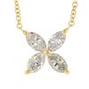 Image 2 : New 18K Yellow Gold 0.56 ctw Prong Marquise Diamond Flower Pendant Chain Necklac