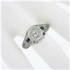 Image 3 : Antique Art Deco 18k Gold .40 ctw Old Diamond & French Sapphire Hand Engraved Ri