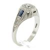 Image 9 : Antique Art Deco 18k Gold .40 ctw Old Diamond & French Sapphire Hand Engraved Ri