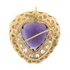 Image 3 : Antique Victorian 14k Gold Large Heart Amethyst & Diamond Enamel Brooch Pendant