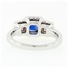 Image 8 : 18K White Gold 1.70 ctw AGL Emerald Step Cut Royal Blue Sapphire & Diamond Ring