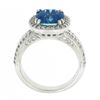 Image 8 : Platinum 3.58 ctw Cushion Aquamarine w/ Diamond Halo & Accents Mil grain Work Ri