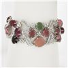 Image 1 : 18K Gold Oval Cabochon 49.55 ctw Multi Color Tourmaline Diamond Wide Bracelet
