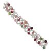 Image 5 : 18K Gold Oval Cabochon 49.55 ctw Multi Color Tourmaline Diamond Wide Bracelet