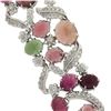 Image 6 : 18K Gold Oval Cabochon 49.55 ctw Multi Color Tourmaline Diamond Wide Bracelet