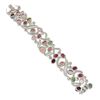 Image 7 : 18K Gold Oval Cabochon 49.55 ctw Multi Color Tourmaline Diamond Wide Bracelet