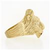 Image 4 : Vintage 14k Yellow Gold Ruby & Diamond Eyes Detailed Textured 3D Lion Head Ring