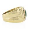 Image 5 : Estate 14k Yellow Gold 1.56 ctw Green Emerald & Channel Set Diamond Wide Band Ri