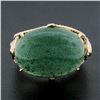 Image 2 : Vintage 14K Gold Oval Cabochon Cut Green Stone Twisted Wire Open Work Band Ring