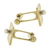 Image 3 : Vintage 14K Gold Rectangular Sunburst Fluted Finish Cuff Links w/ Bead Pearl