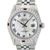 Image 1 : Rolex Mens Stainless Steel White Roman 36MM Diamond And Ruby Datejust Wristwatch