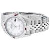 Image 7 : Rolex Mens Stainless Steel White Roman 36MM Diamond And Ruby Datejust Wristwatch
