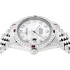 Image 9 : Rolex Mens Stainless Steel White Roman 36MM Diamond And Ruby Datejust Wristwatch