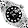 Image 1 : Rolex Ladies Stainless Steel Black Diamond And Emerald Date Wristwatch 26MM