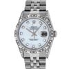Image 3 : Rolex Mens Stainless Steel Diamond Lugs And Pyramid Bezel Datejust Wristwatch