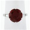 Image 1 : Vintage Platinum 4.29 ctw Round Garnet & Baguette Diamond 3 Stone Engagement Rin
