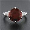 Image 2 : Vintage Platinum 4.29 ctw Round Garnet & Baguette Diamond 3 Stone Engagement Rin