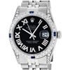 Image 1 : Rolex Mens Stainless Steel Black Roman Diamond Lugs And Sapphire Datejust Wristw