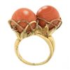 Image 7 : Vintage 14K Gold 12.4mm Ball Orange Coral Handmade Wire Basket Large Bypass Ring