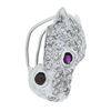 Image 5 : Italian 14K White Gold 2.30 ctw Diamond & Ruby Panther Face Head Slide Pendant