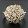 Image 2 : Solid 14k Yellow Gold 1.55 ctw Round Diamond Top High Swirl Domed Cocktail Ring