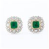 Image 2 : 3.97 ctw Emerald and 1.17 ctw Diamond Platinum and 18K Yellow Gold Earrings