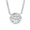 Image 2 : NEW 14k White Gold 0.55 ctw Round Bezel Diamond Solitaire Pendant Adjustable Cha