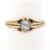 Image 1 : Antique Victorian Rosy Yellow Gold 5mm Rose Cut Diamond Bezel Solitaire Ring
