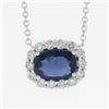 Image 2 : NEW 18k Gold 1.88 ctw GIA Cushion Blue Sapphire Diamond Halo Pendant Necklace