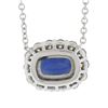 Image 6 : NEW 18k Gold 1.88 ctw GIA Cushion Blue Sapphire Diamond Halo Pendant Necklace