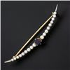 Image 2 : Vintage 14k Gold Plat 0.50 ctw Amethyst & Graduated Seed Pearl Crescent Pin Broo