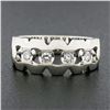 Image 2 : Vintage 14K White Gold Diamond Illusion Open Work Matte Finish Wide Band Ring