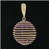 Image 4 : Milor 14k Gold Twisted Wire Coiled Ball Sphere Enhancer Pendant w/ Purple String