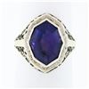 Image 1 : Antique Art Deco 14k Gold Custom Marquise Cut Bezel Set Amethyst Solitaire Ring