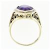 Image 8 : Antique Art Deco 14k Gold Custom Marquise Cut Bezel Set Amethyst Solitaire Ring