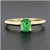 Image 2 : NEW Classic 14k Gold 0.51 ctw Prong Set Emerald Cut Emerald Solitaire Petite Rin