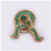 Image 3 : Vintage 18K Yellow Gold Ribbon Brooch with Emeralds & Diamonds