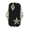 Image 4 : Antique Art Deco 14K Gold Black Onyx & Diamond Masonic Star Long Dinner Ring