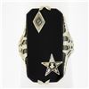 Image 7 : Antique Art Deco 14K Gold Black Onyx & Diamond Masonic Star Long Dinner Ring