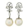 Image 6 : White Gold GIA Large Saltwater Cultured Pearl & Diamond Dangle Drop Earrings