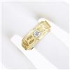 Image 6 : Vintage 14K Gold .28 ctw Round Pave Diamond Wide Nugget Finish Solitaire Band Ri