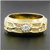 Image 7 : Vintage 14K Gold .28 ctw Round Pave Diamond Wide Nugget Finish Solitaire Band Ri