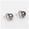 Image 3 : 13.0mm Black Tahitian Cultured Pearl and 1.68 ctw Diamond 14K White Gold Earring