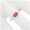 Image 3 : 18k White Gold 0.81 ctw GIA Cushion Padparadscha Sapphire Bezel Solitaire Ring