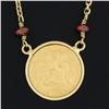 Image 3 : 16.5 14k Gold Ruby by the Yard Chain w/ 18k Cherub Angel Round Pendant Necklace